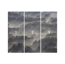 Fototapet format din trei părți cu motiv forestier în ceață