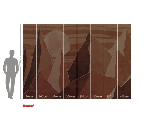 Fototapet Komar cu motiv montan și indicații de dimensiune.