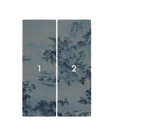 Tapet cu motiv peisagistic, format din două fâșii