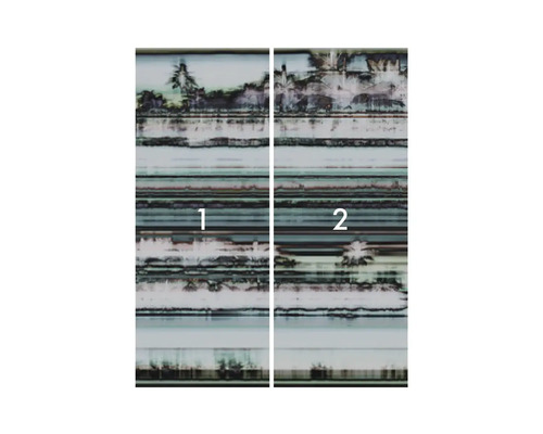 Două fâșii de tapet cu motiv de peisaj