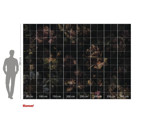 Tapet foto cu model floral și indicații de dimensiune