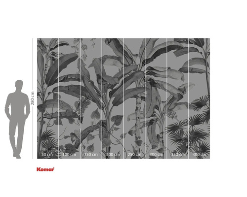 Fototapet Komar cu motive de junglă și indicații de dimensiuni