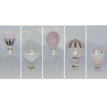 Fototapet cu baloane cu aer cald și motive cu animale