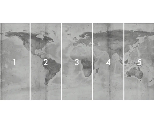 Imagine de perete cu o hartă a lumii, compusă din cinci părți