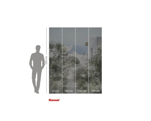 Fototapet Komar cu motiv de grădină mediteraneană și informații despre dimensiuni.