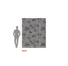 Tapet fotocompozit Komar cu model floral și de păsări în tonuri de gri