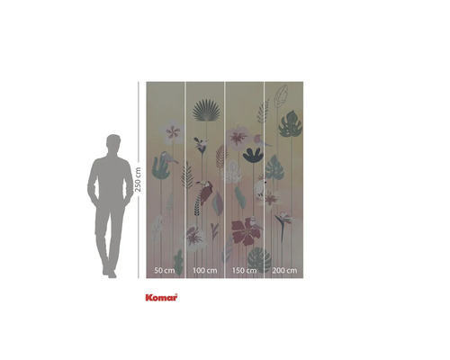 Logo Komar. Imagine de perete cu motive vegetale, dimensiuni 250 cm înălțime și 200 cm lățime.