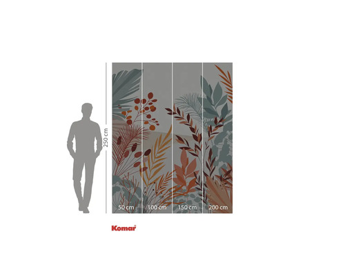 Tapetă foto cu model botanic și indicații de dimensiuni