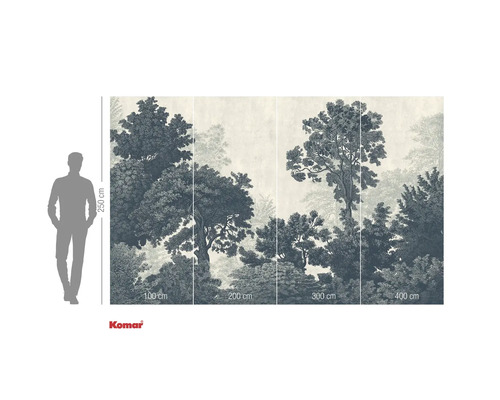 Fototapet cu motiv de pădure și indicații de dimensiune