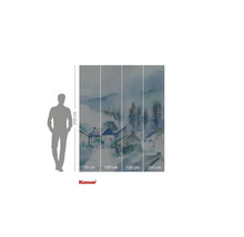 Tapet fototapetă cu pictură în acuarelă a unui sat, dimensiuni 250 x 200 cm