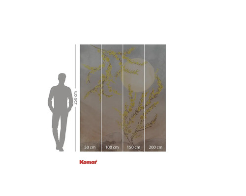 Fototapet Komar cu flori galbene și lună, 250 x 200 centimetri