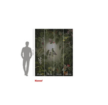 Tapet foto Komar cu model de păsări și plante, dimensiunile sunt afișate