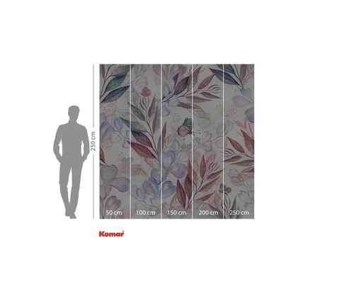 Tapetă foto cu model de frunze și flori, dimensiuni 250 x 250 centimetri