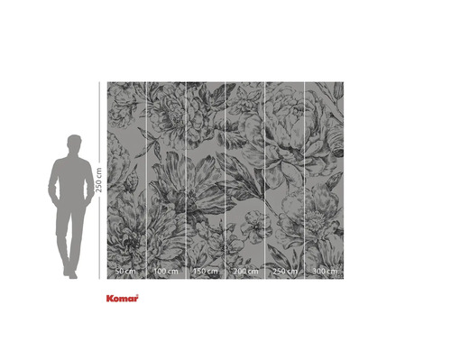 Fototapet cu model floral și indicații de dimensiuni