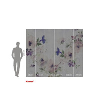 Tapet foto Komar cu model floral și indicații de măsurare.