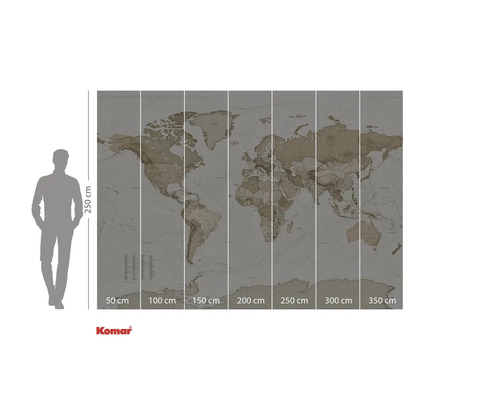 Hartă mondială ca fototapet cu indicații de măsurare