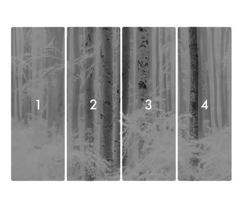 Tapetă din patru piese cu motiv forestier și copaci