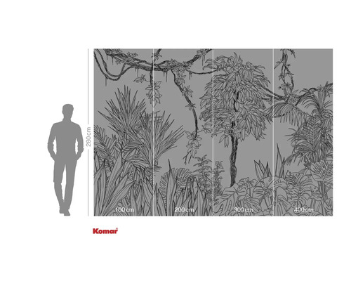 Fototapet cu motiv de junglă și indicații de dimensiuni