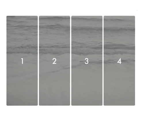 Fototapet cu motiv marin, format din patru părți, numerotate de la unu la patru.