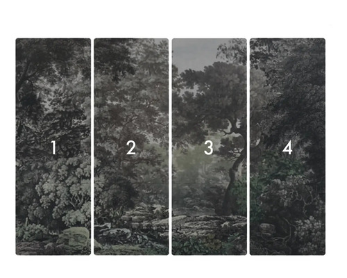 Tapetă din patru părți cu motiv forestier