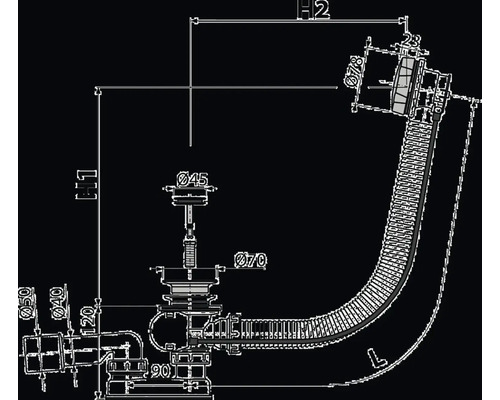 Desen tehnic al unui sifon cu dimensiuni