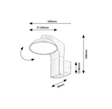 Desen tehnic al unei lămpi de perete cu dimensiuni.