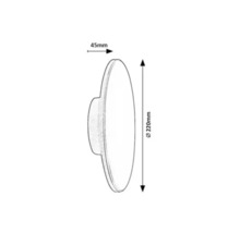 Desen tehnic al unei lămpi de perete rotunde cu dimensiunile de 220 milimetri diametru și 45 milimetri adâncime