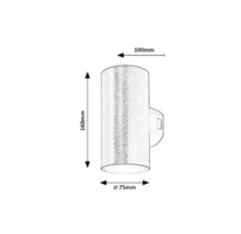 Desen tehnic al unei lămpi de perete cu dimensiunile de 160 mm înălțime, 75 mm diametru și 100 mm extensie