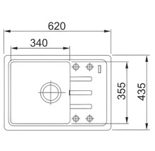 Desen tehnic al unei chiuvete de bucătărie cu dimensiuni