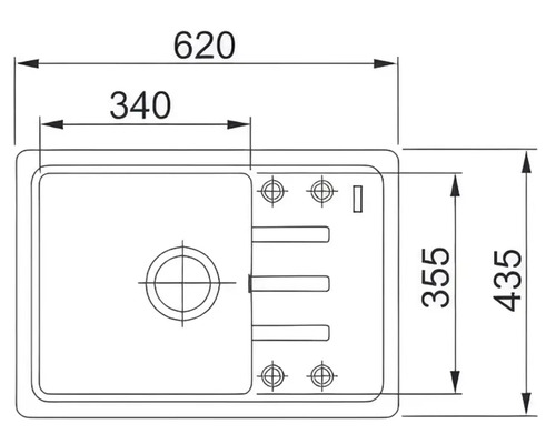 Desen tehnic al unei chiuvete de bucătărie cu dimensiuni
