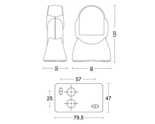 Desen tehnic al unui suport cu dimensiuni