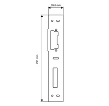 Desen tehnic al unei plăci de blocare cu dimensiunile de 221 mm lungime și 39,6 mm lățime