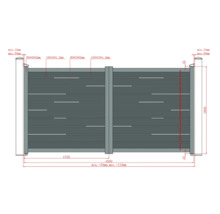 Desen tehnic al unei porți de grădină cu dimensiuni