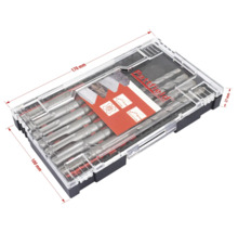 Set de burghie în ambalaj transparent din plastic cu indicații de dimensiune