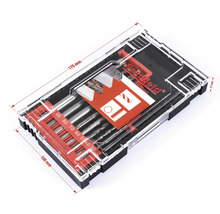 Set de burghie Pattfield în cutie transparentă cu indicații de dimensiune