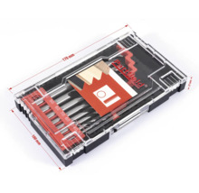 Set burghie lemn Pattfield cu dimensiuni diferite în cutie de plastic