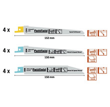 Set pânze de ferăstrău sabie Pattfield pentru lemn și metal, dimensiuni diferite, 12 bucăți