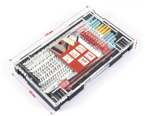Set de scule Patfield în cutie transparentă cu dimensiuni