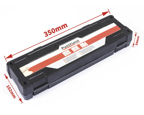 Logo Pattfield Cutie de scule cu dimensiunile 350 mm lungime, 102 mm lățime și 54 mm înălțime