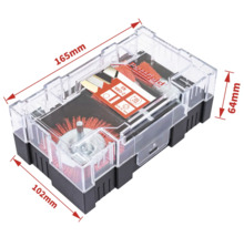 Set de scule Pattfield Ergo cu perii de sârmă în cutie transparentă de plastic, dimensiuni 165 x 102 x 64 milimetri