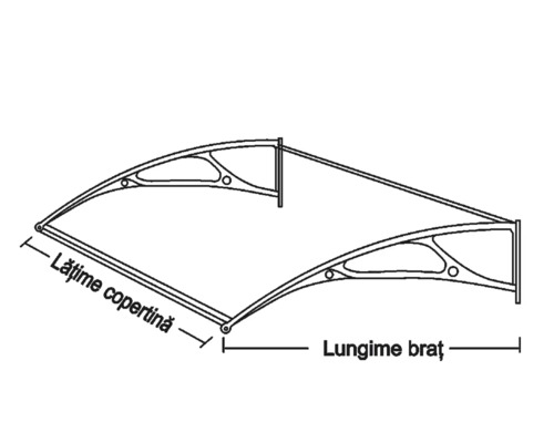 Desen tehnic al unui baldachin cu dimensiuni