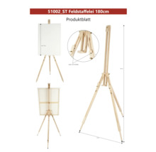 Șevalet de câmp din lemn, înălțime maximă 180 cm