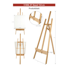 Șevalet din lemn, înălțime 152 cm, reglabil continuu
