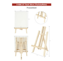 Șevalet de masă din lemn cu pânză și dimensiuni