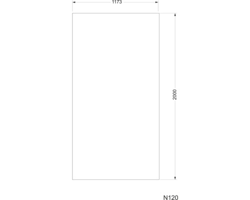Desen tehnic al unei plăci cu dimensiunile de 1173 x 2000 milimetri.