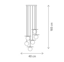 Desen tehnic al unei lămpi suspendate cu dimensiunile de 165 cm înălțime și 40 cm lățime