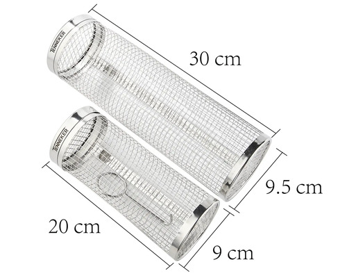 Două tuburi de afumare din oțel inoxidabil cu dimensiunile de 30 cm și 20 cm