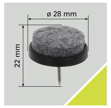 Glisor din pâslă cu cui, diametru 28 mm, înălțime 22 mm