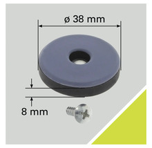 Glisor pentru mobilă cu șurub, diametru 38 milimetri