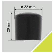 Imagine a unui glisor de mobilă cu dimensiunile de 22 mm în diametru și 20 mm în înălțime